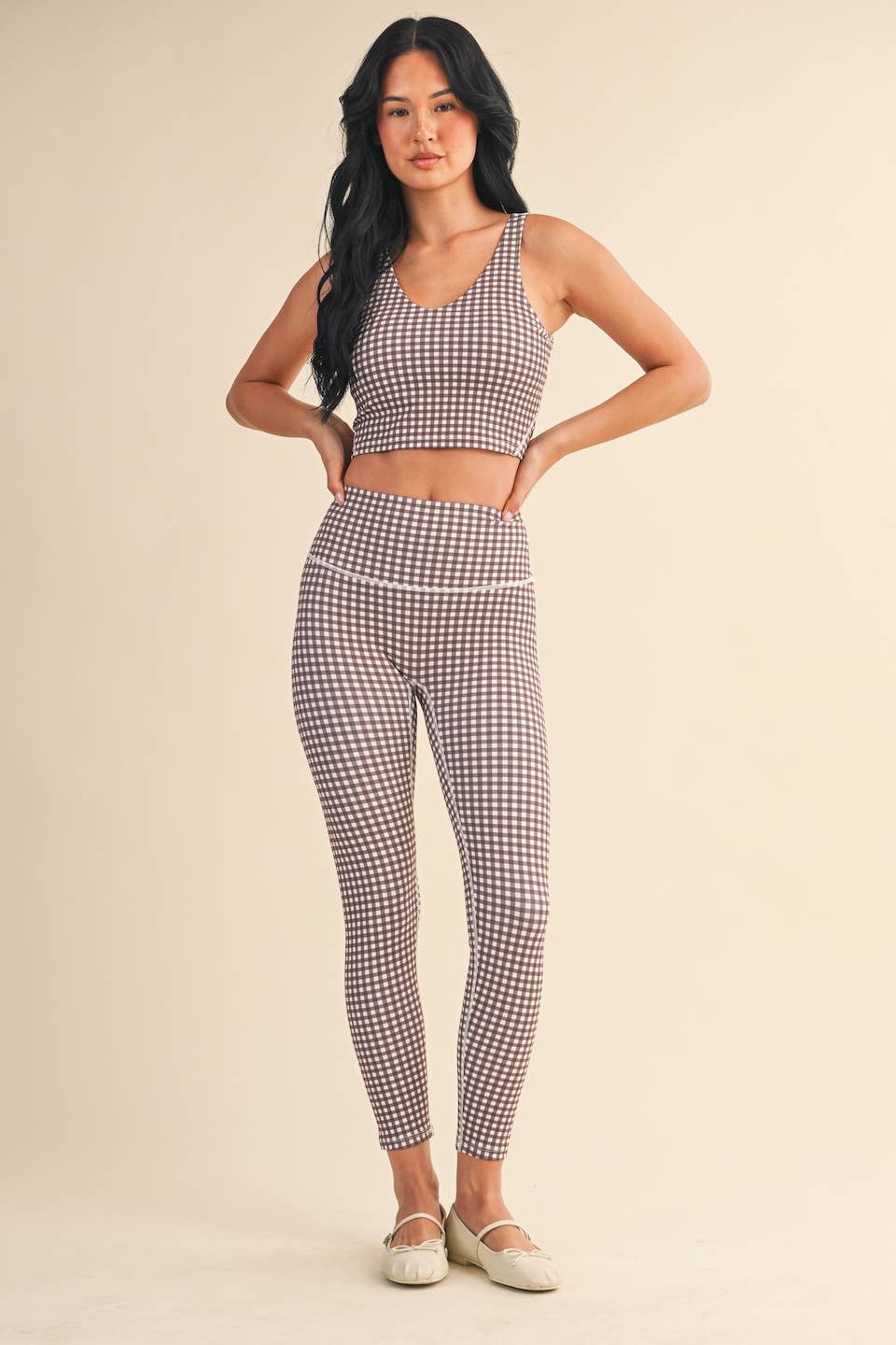 Gingham Print Aligned Performance Cropped Tank Top
