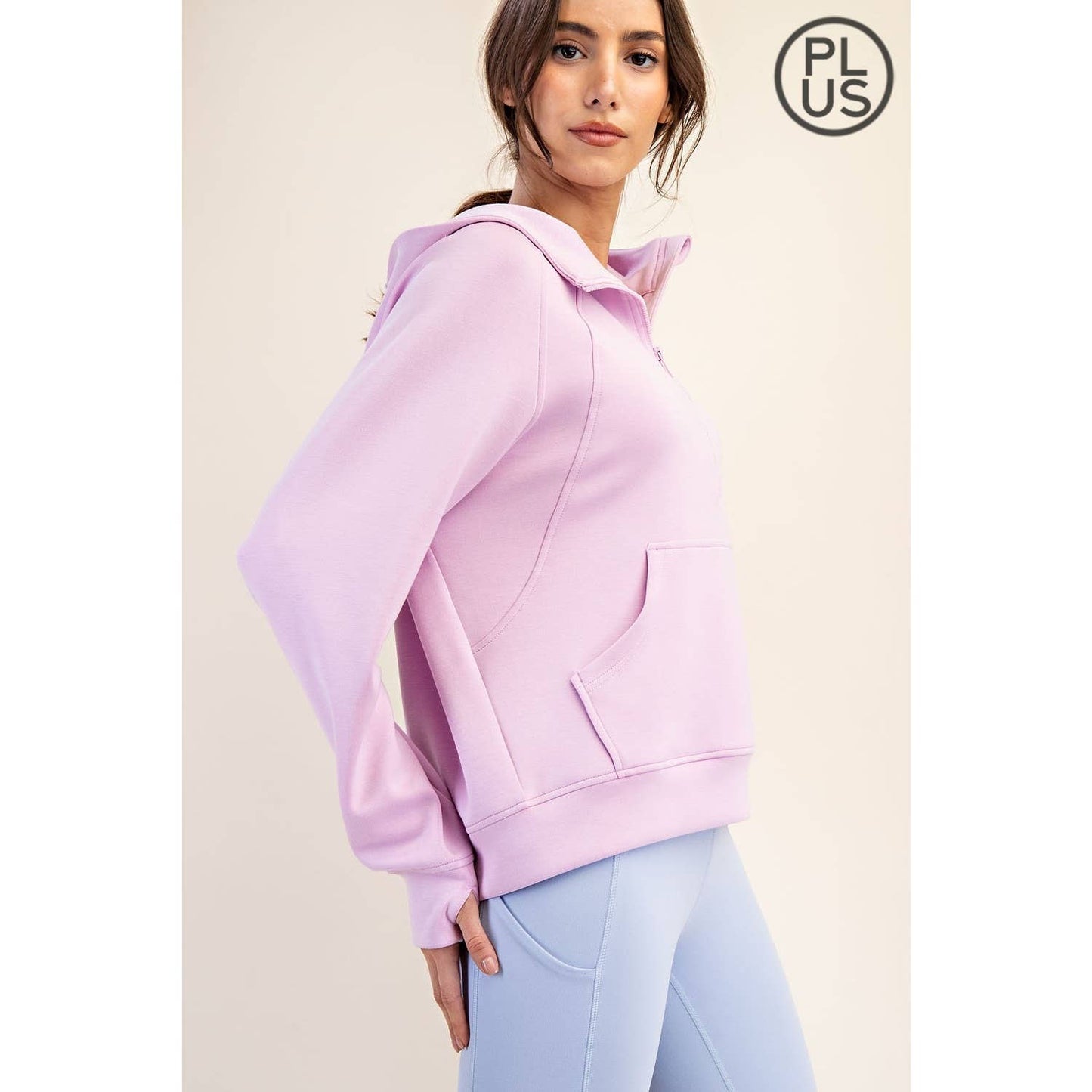 PLUS SIZE MODAL SCUBA QUARTER ZIP HODDIE JACKET