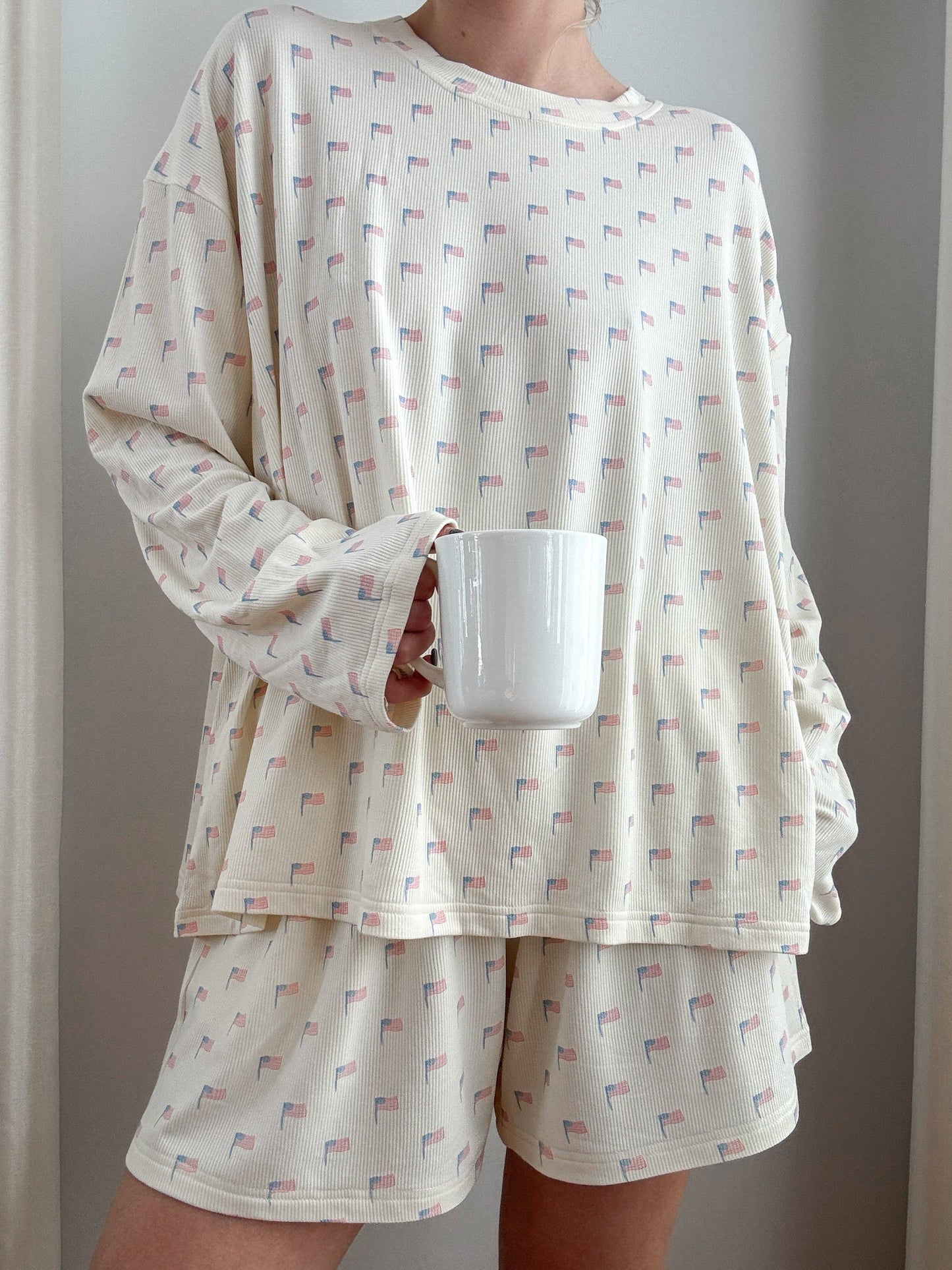 White American Flag Pajama Pattern Top