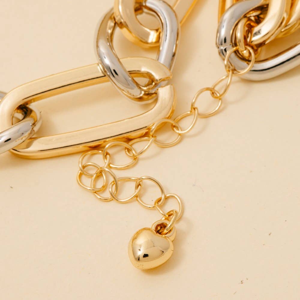 Two Tone Mixed Chain Necklace