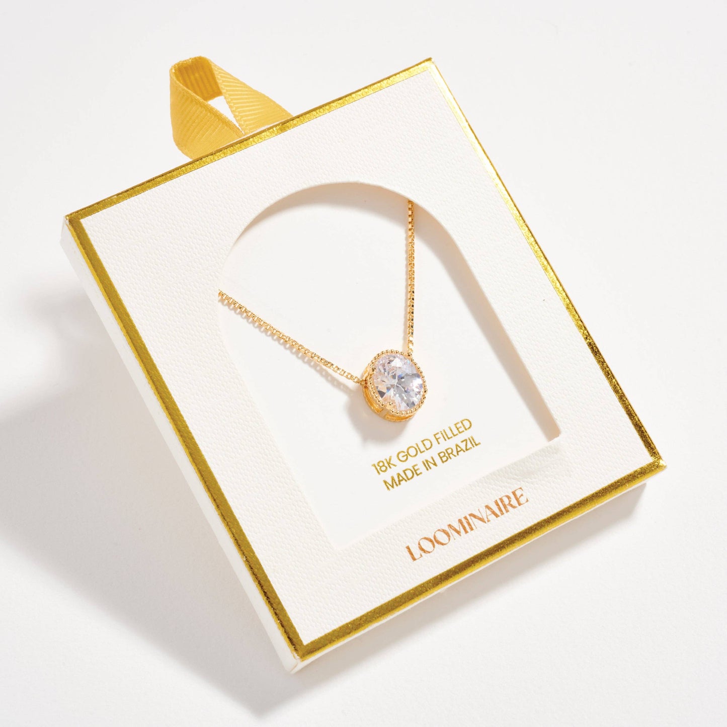 Gold Filled Oval CZ Solitaire | Necklace