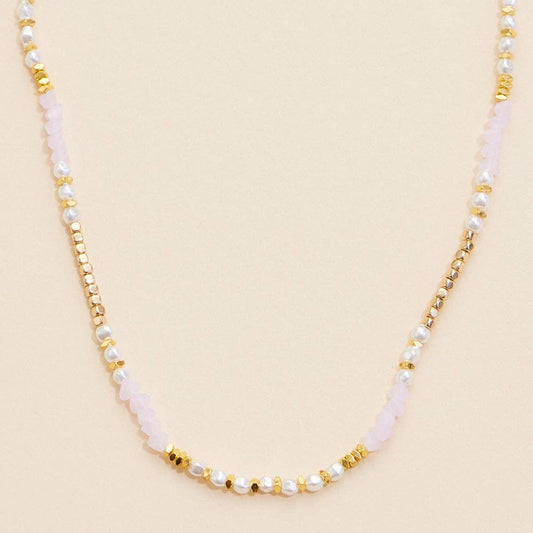 Glass Pearl & Metal Beaded Necklace