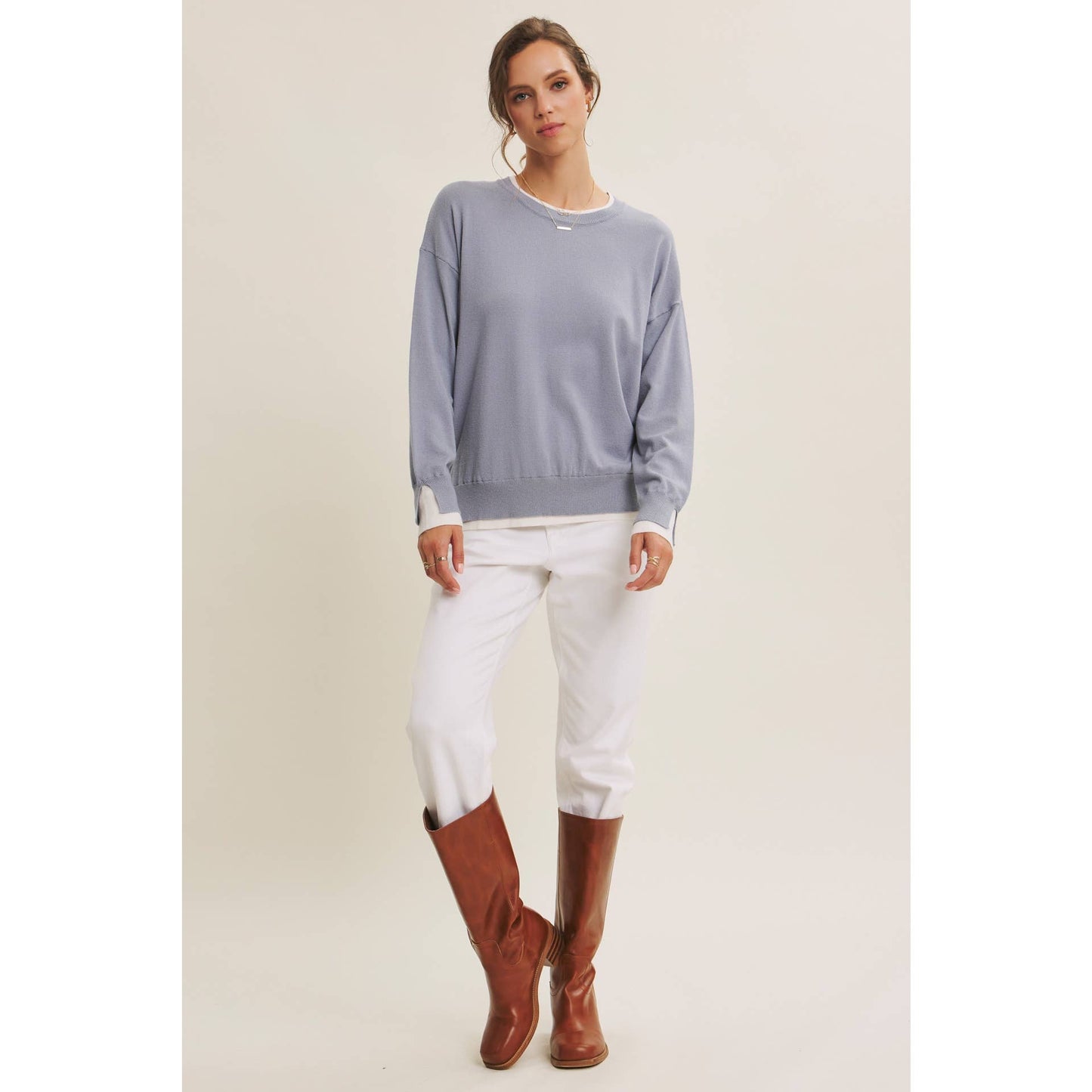 FEATHER LIGHT TOUCH TWO-TONE VISCOSE SWEATER