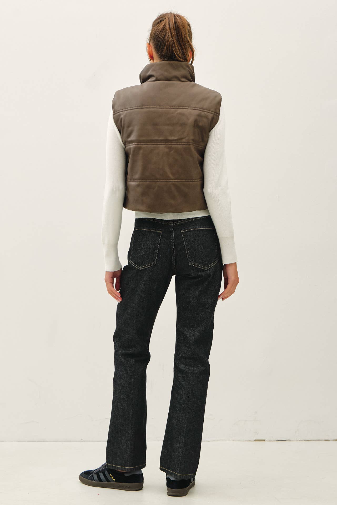 FAUX LEATHER PUFFER VEST