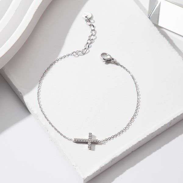 18K STAINLESS STEEL TARNISH FREE CROSS BRACELET